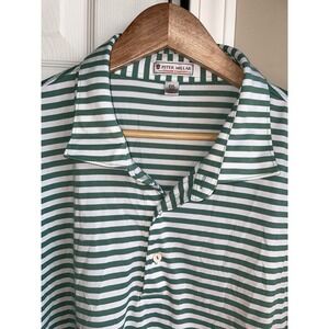 Peter Millar Summer Comfort Polo Green White Stripe XXL Golf Performance